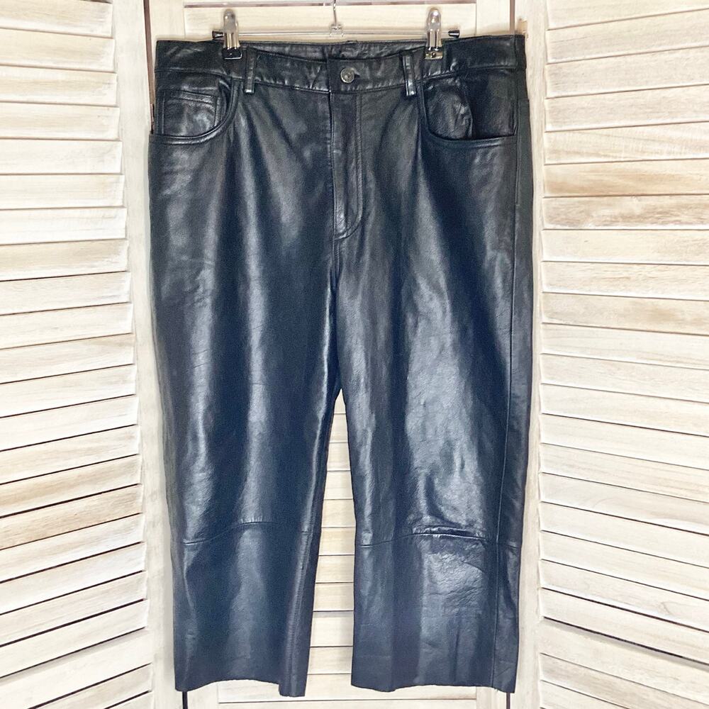 Vintage Express Bleus Super High Waisted Cropped Leather Pants 13/14